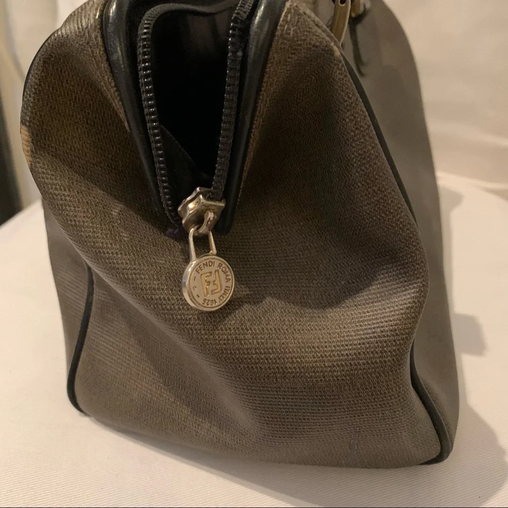 FENDI brown black Boston top handle purse vtg - Picture 6 of 13